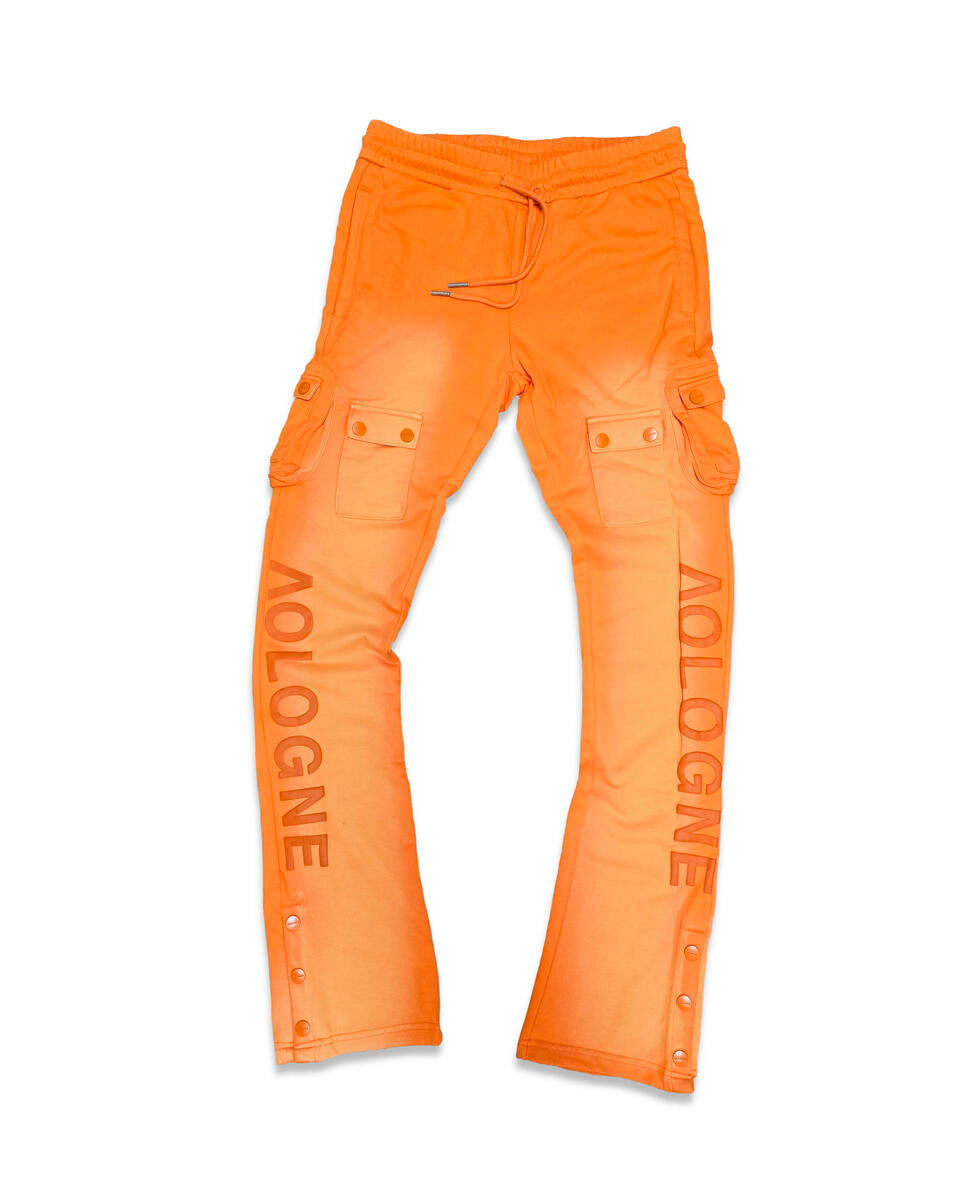 Stand Alone Orange Wash Stacked Cargo Joggers – Premo Status